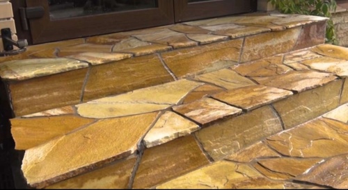 Плитняк златолит жёлтый золотистый для отмостки купить в Альметьевске